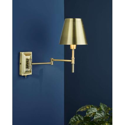 Där Lighting KEN0775 - KENSINGTON Flexible Wall Light 1xE14/25W/230V Brass