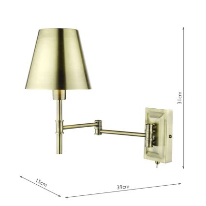 Där Lighting KEN0775 - KENSINGTON Flexible Wall Light 1xE14/25W/230V Brass