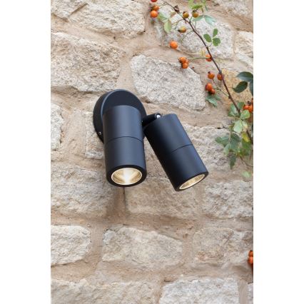 Där Lighting ORT0922 - ORTEGA LED outdoor wall spotlight 2x GU10/5W/230V IP65, black