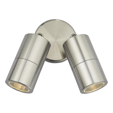 Där Lighting ORT0968 - ORTEGA LED Outdoor Wall-Mounted Spotlight 2xGU10/5W/230V IP65 Polished Chrome