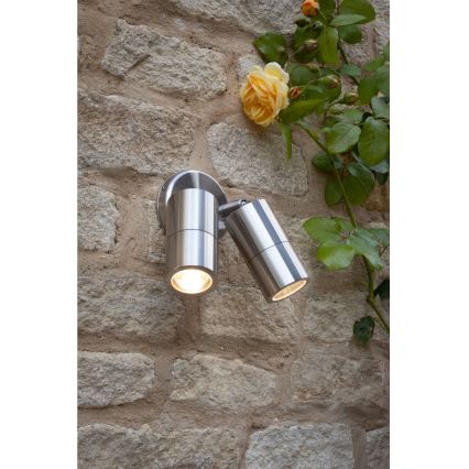 Där Lighting ORT0968 - ORTEGA LED Outdoor Wall-Mounted Spotlight 2xGU10/5W/230V IP65 Polished Chrome