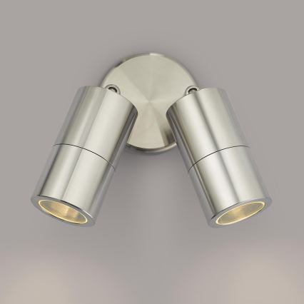 Där Lighting ORT0968 - ORTEGA LED Outdoor Wall-Mounted Spotlight 2xGU10/5W/230V IP65 Polished Chrome