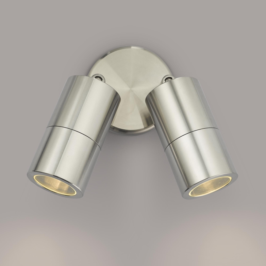 Där Lighting ORT0968 - ORTEGA LED Outdoor Wall-Mounted Spotlight 2xGU10/5W/230V IP65 Polished Chrome