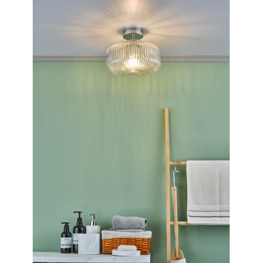 Där Lighting RIV5208 - RIVA Bathroom Flush-Mounted Ceiling Light 1xE27/60W/230V IP44 Polished Chrome