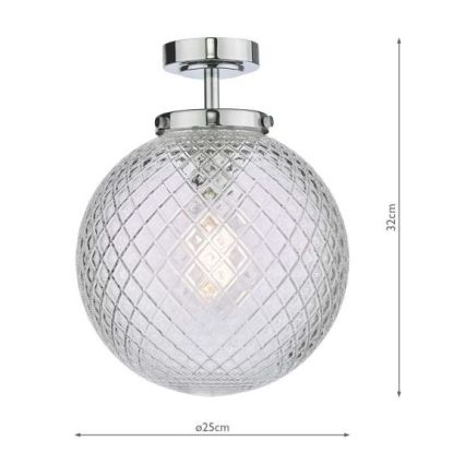 Där Lighting WAY0150 - Bathroom ceiling light WAYNE 1xE27/40W/230V IP44 dia. 25 cm polished chrome