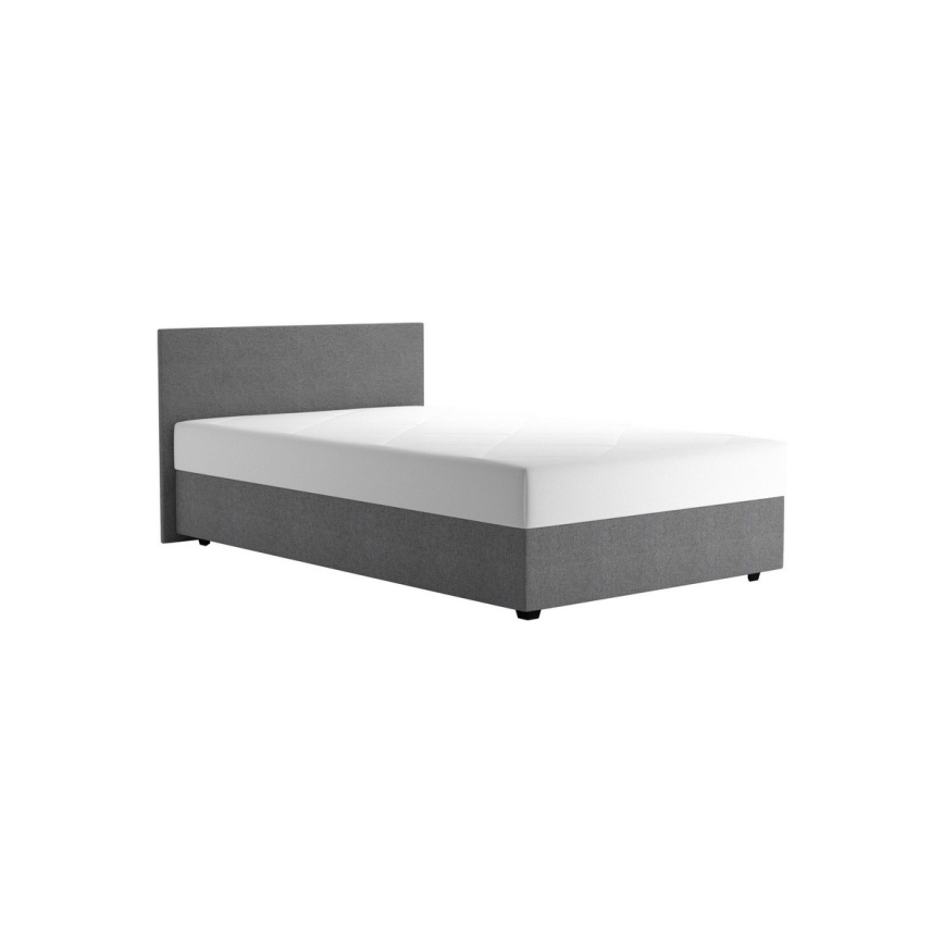 DARIA upholstered bed with storage and included mattress 120x200 cm gray
