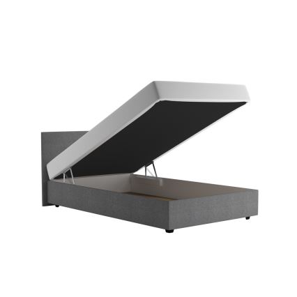 DARIA upholstered bed with storage and included mattress 120x200 cm gray