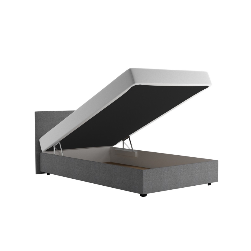 DARIA upholstered bed with storage and included mattress 120x200 cm gray
