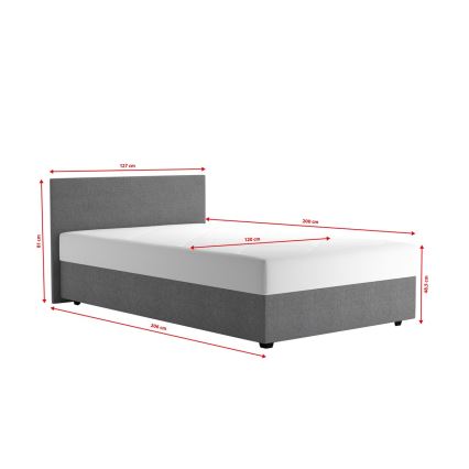 DARIA upholstered bed with storage and included mattress 120x200 cm gray