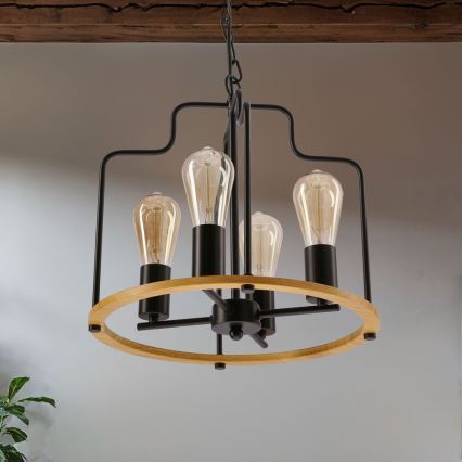 DATUS Chain Pendant Chandelier, 4 x E27 / 40 W / 230 V, Black/Brown