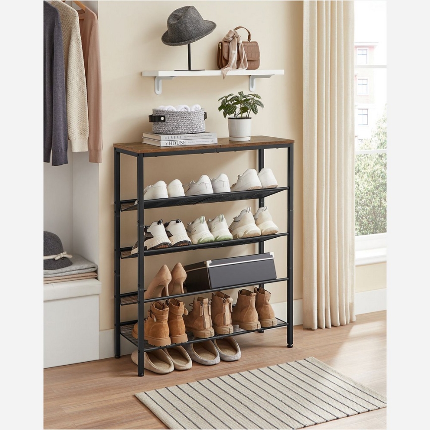 DAVOR Shoe Cabinet, Brown/Black