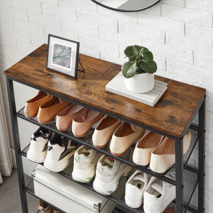 DAVOR Shoe Cabinet, Brown/Black