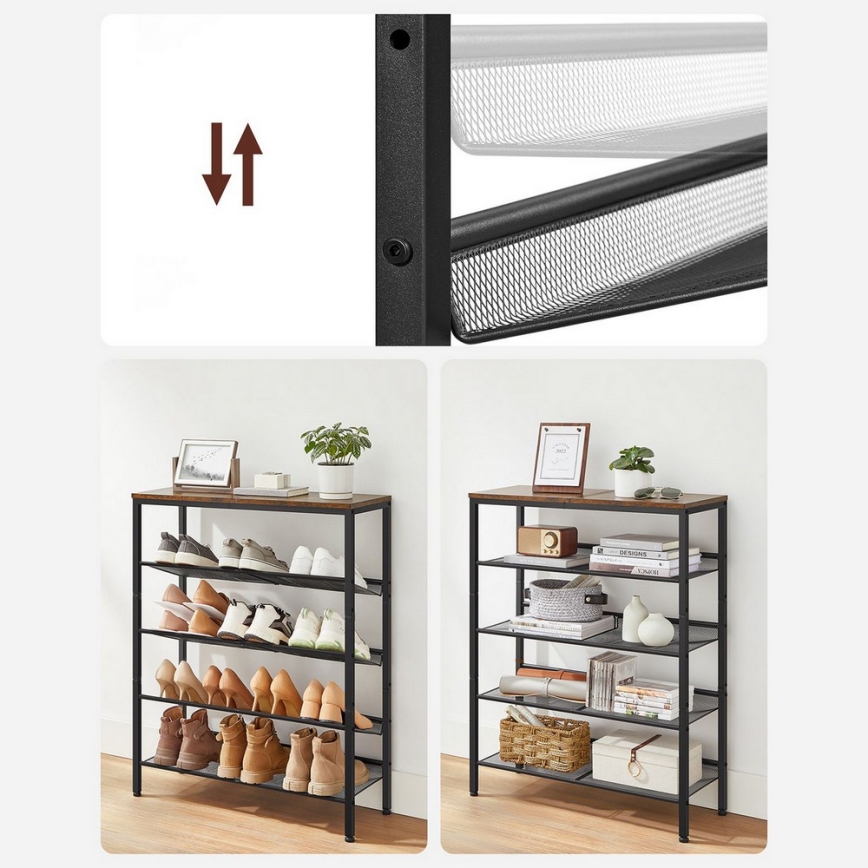 DAVOR Shoe Cabinet, Brown/Black