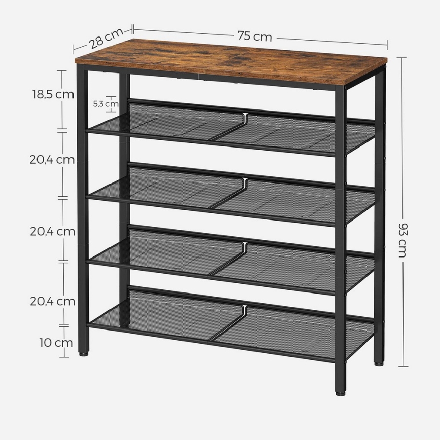 DAVOR Shoe Cabinet, Brown/Black