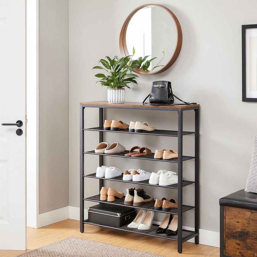 DAVOR Shoe Cabinet, Brown/Black