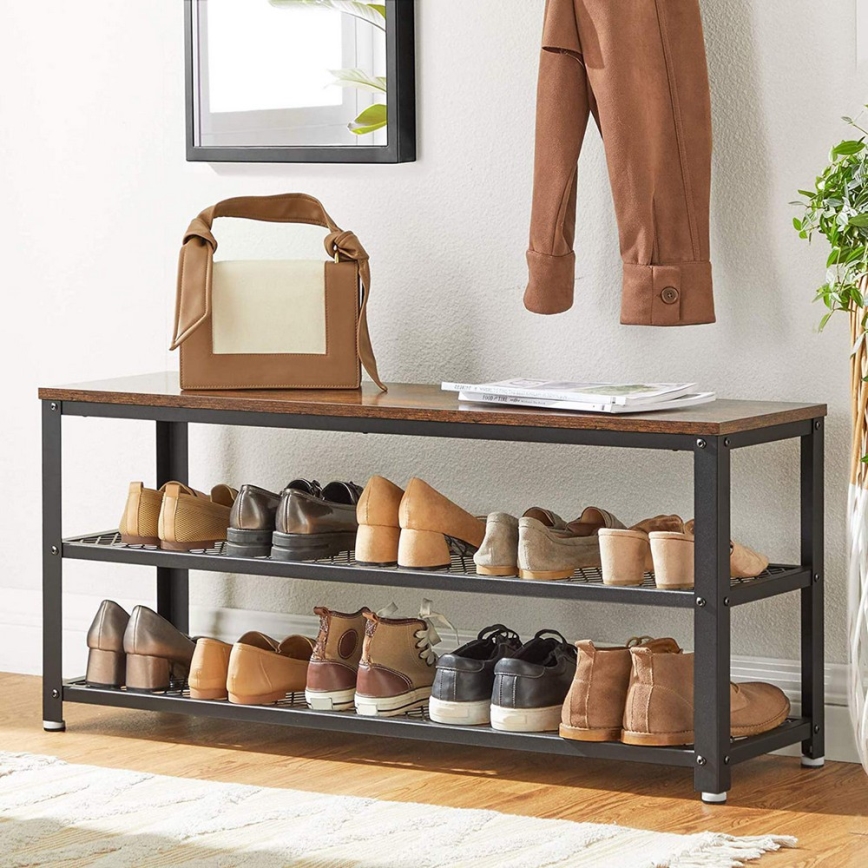 DAVOR Shoe Cabinet, Brown/Black