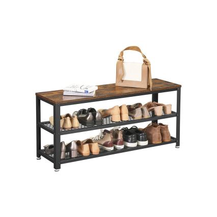 DAVOR Shoe Cabinet, Brown/Black