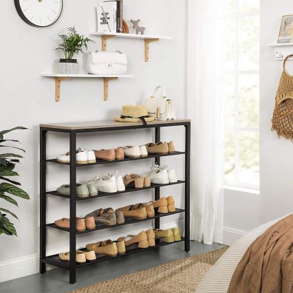 DAVOR Shoe Cabinet, Grey/Black