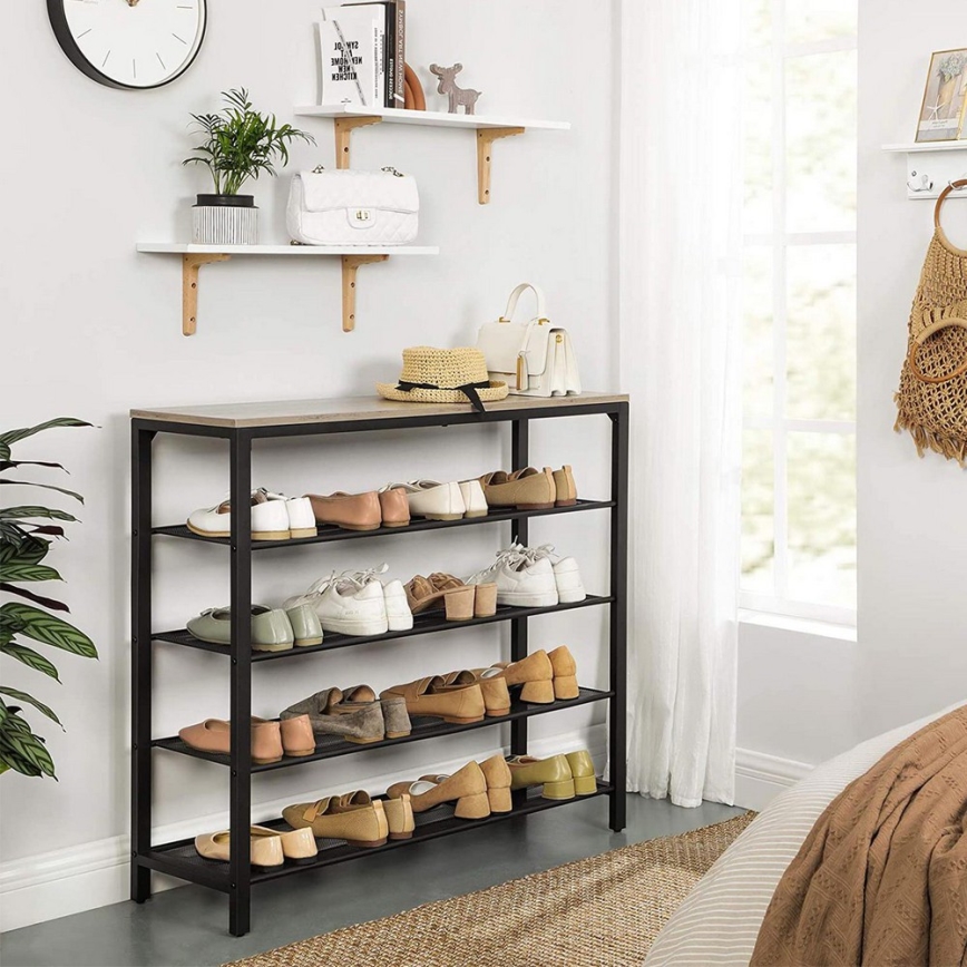 DAVOR Shoe Cabinet, Grey/Black