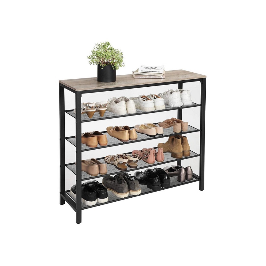 DAVOR Shoe Cabinet, Grey/Black