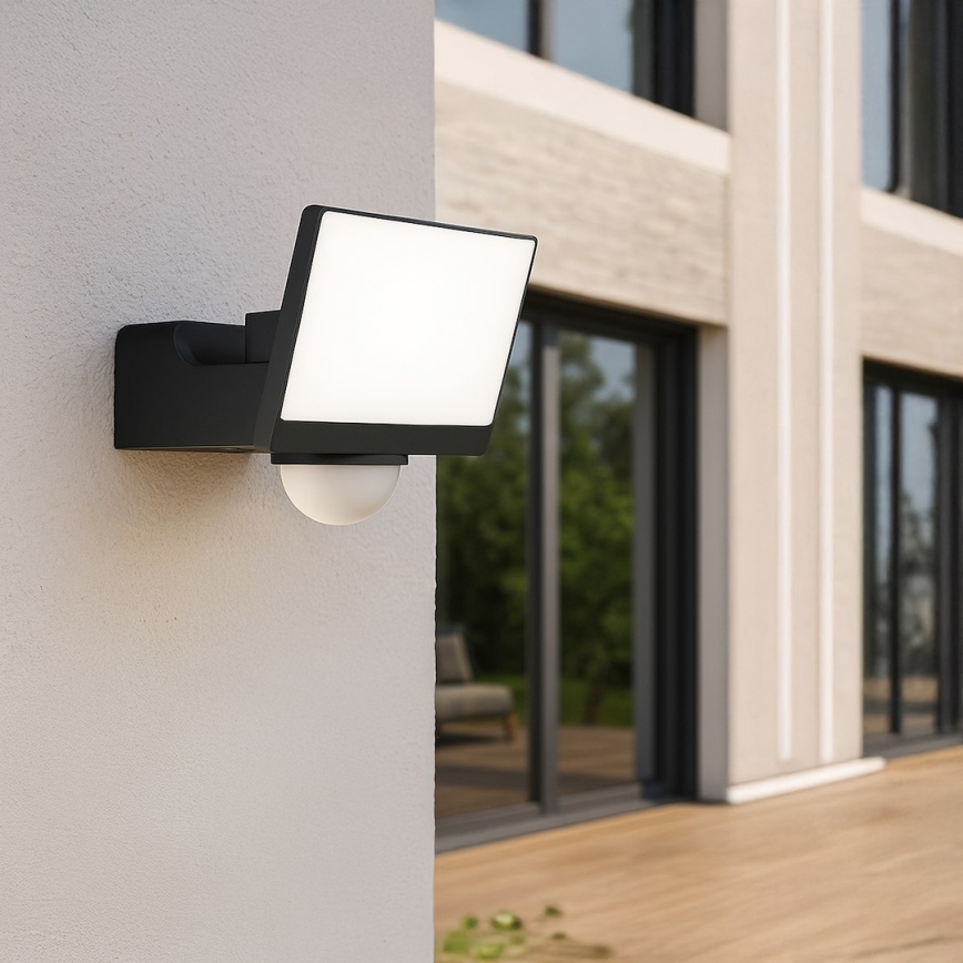 DAVOS LED Floodlight with Motion and Dusk Sensor, 30W, 230V, IP54, Black