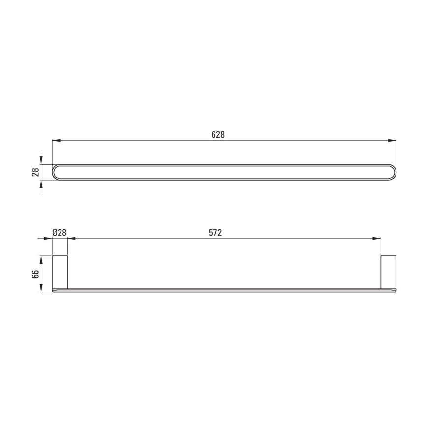 Deante ADR_0621 - ROUND Wall-Mounted Towel Rail, 62.8 cm, Polished Chrome