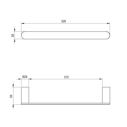 Deante ADR_N611 - ROUND Wall-mounted Towel Rail, 32.8 cm, Black