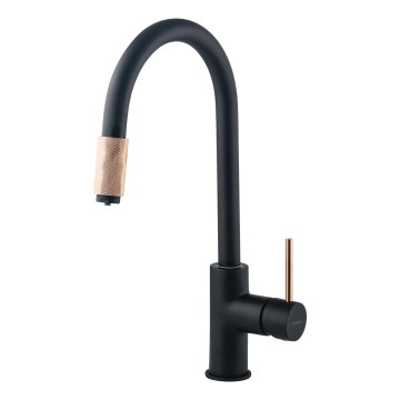 Deante BCA_B64M - ASTER kitchen sink faucet, black/brass