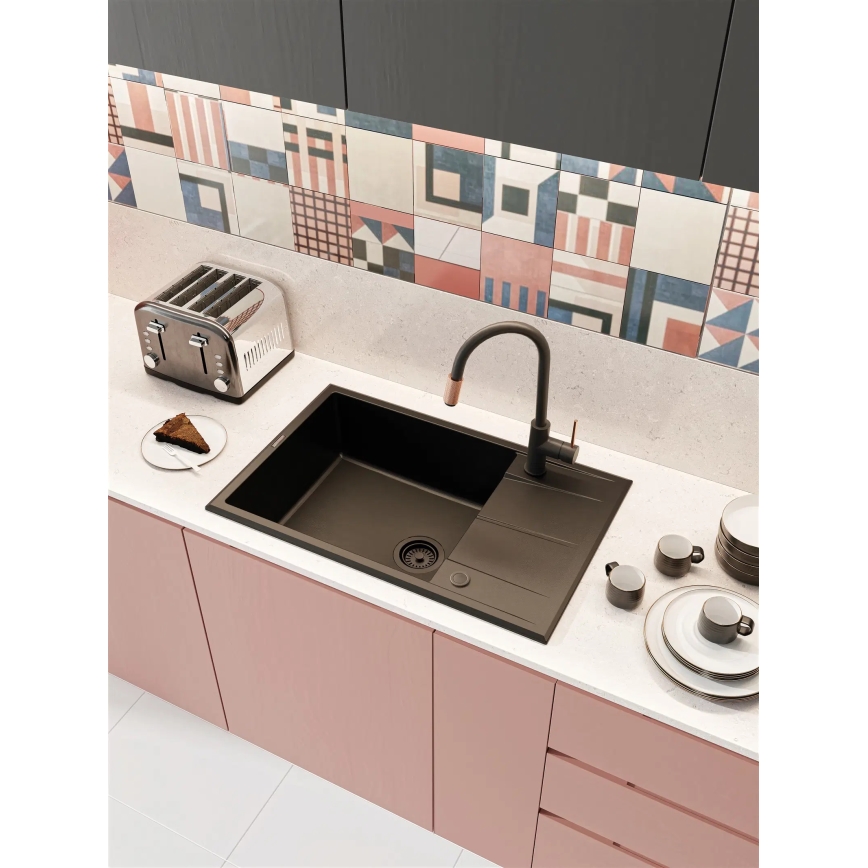 Deante BCA_B64M - ASTER kitchen sink faucet, black/brass