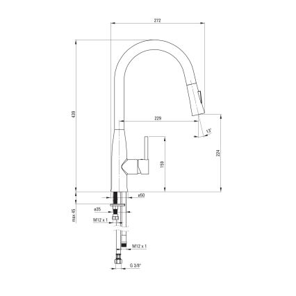 Deante BDH_072M - Sink tap with pull-out sprayer LUKRECJA shiny chrome