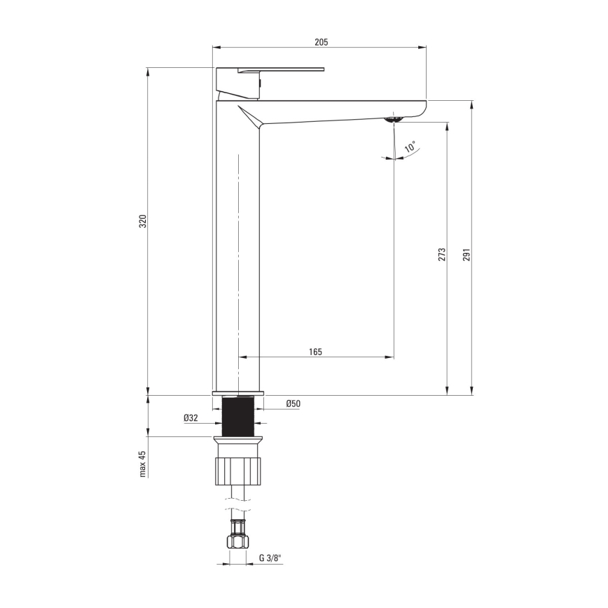 Deante BGA_020K - ALPINIA washbasin mixer tap, polished chrome finish