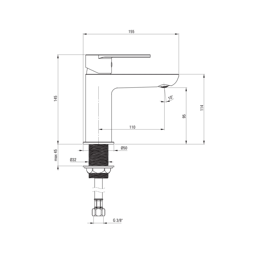 Deante BGA_020M - ALPINIA Basin Mixer Tap, Polished Chrome