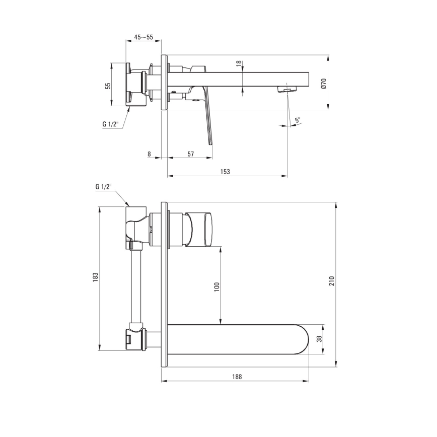 Deante BGA_054L - ALPINIA basin mixer for concealed installation, polished chrome