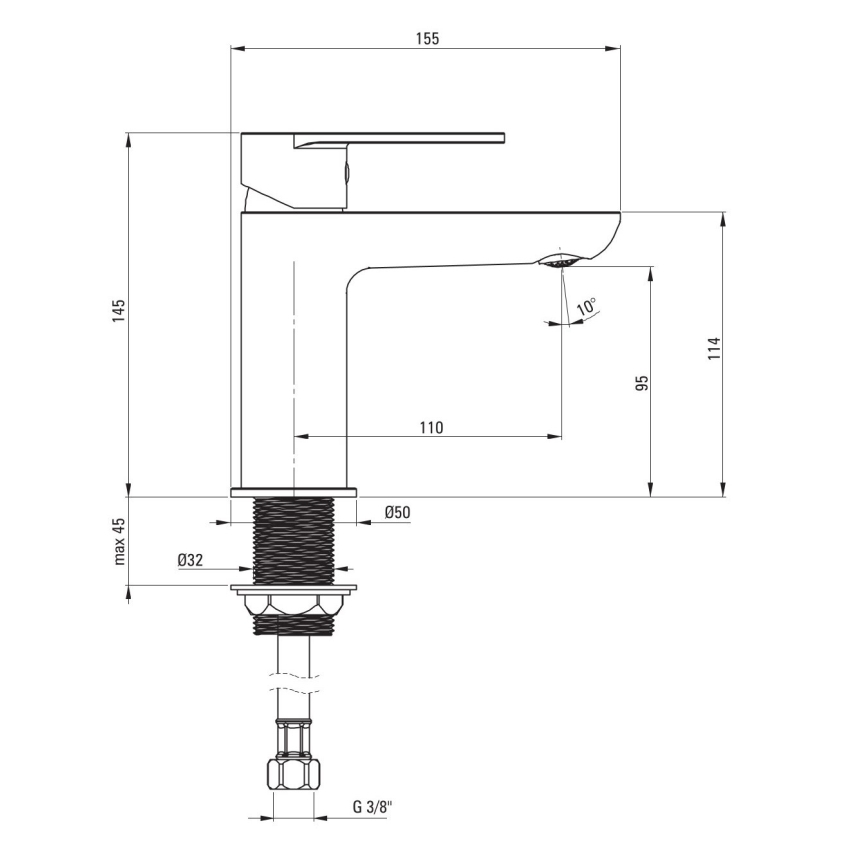 Deante BGA_N20M - ALPINIA basin mixer, black