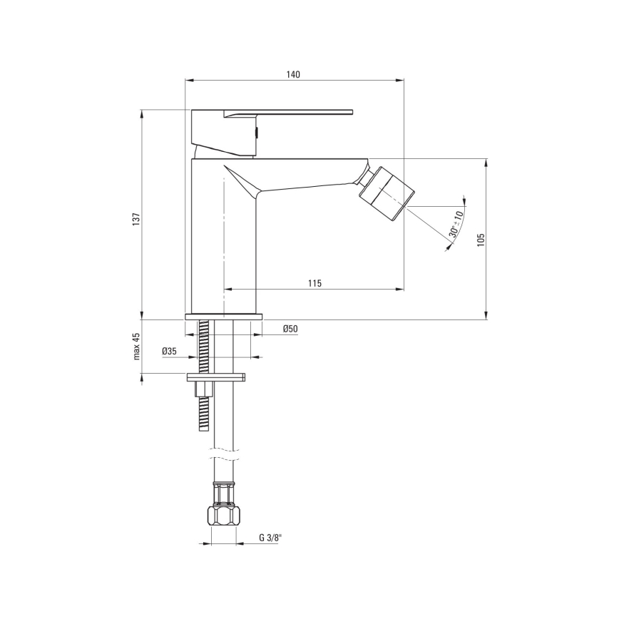 Deante BGA_N30M - ALPINIA Bidet Mixer, Black