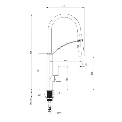 Deante BGB_B720 - Sink tap with flexible arm GERBERA black/chrome
