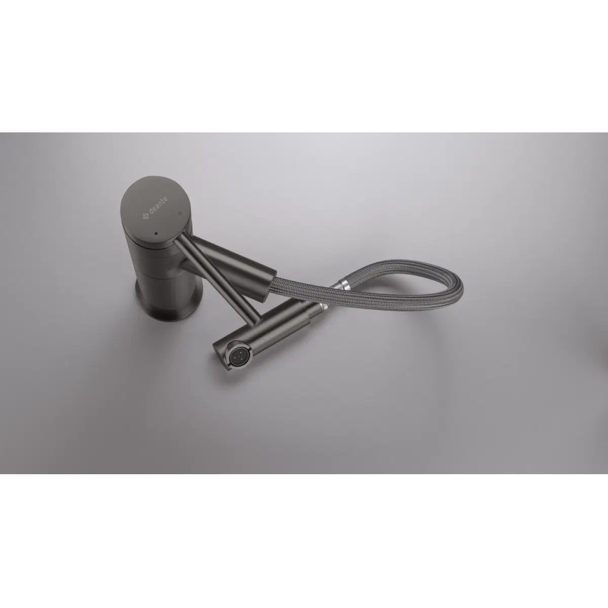 Deante BGE_D22M - Bathroom sink faucet with pull-out spray ORA 22.9 cm, titanium finish