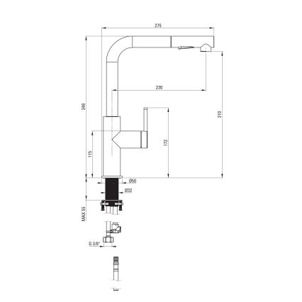 Deante BKM_073M - Sink tap with pull-out sprayer MOMI shiny chrome