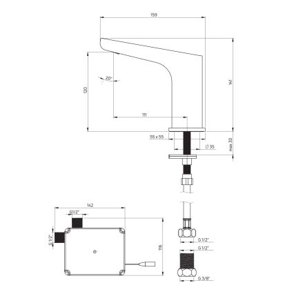 Deante BQH_028R - Touchless basin tap HIACYNT 4xAA shiny chrome