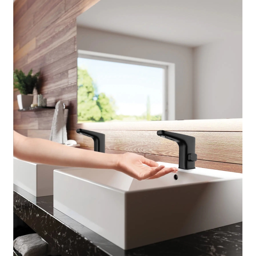 Deante BQH_N29R - Touchless basin tap with temperature regulation HIACYNT 4xAA black