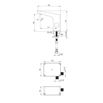 Deante BQH_N29R - Touchless basin tap with temperature regulation HIACYNT 4xAA black