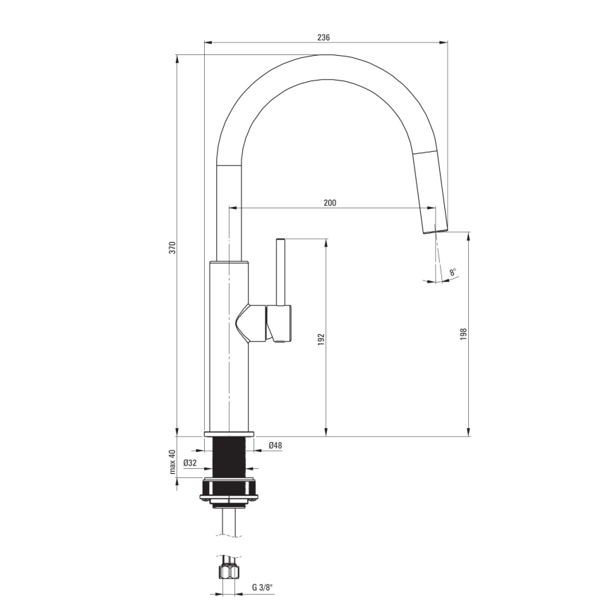 Deante BQJ_A62M - EVORA kitchen sink mixer, white