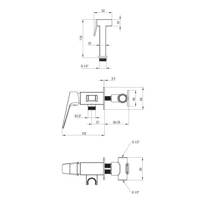 Deante BQL_034M - BLUR Bidet Mixer with Hand Shower for Concealed Installation, Polished Chrome