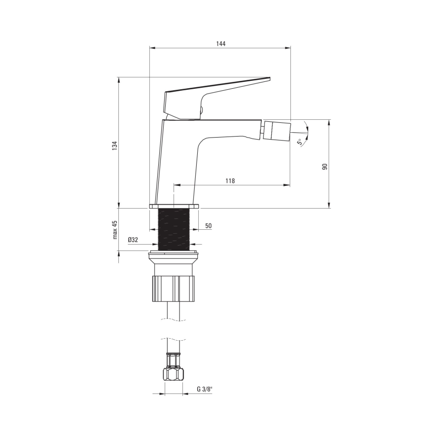 Deante BQL_N30M - BLUR Bidet Mixer, Black