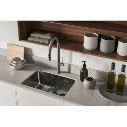 Deante BQO_D72M - Sink tap with pull-out sprayer OLFATO titanium