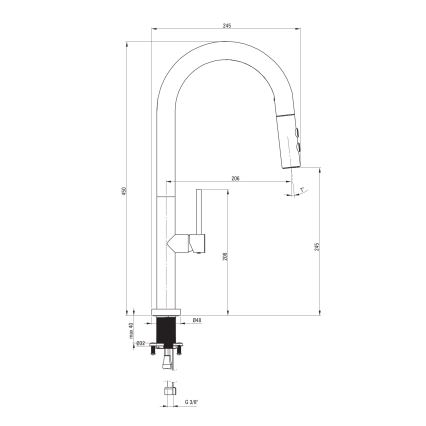 Deante BQO_D72M - Sink tap with pull-out sprayer OLFATO titanium