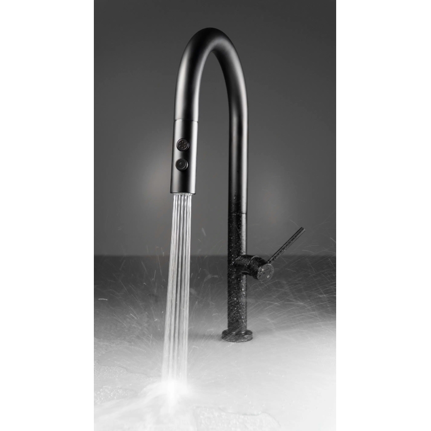 Deante BQO_N72M - Sink tap with pull-out sprayer OLFATO black