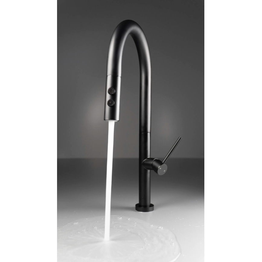 Deante BQO_N72M - Sink tap with pull-out sprayer OLFATO black