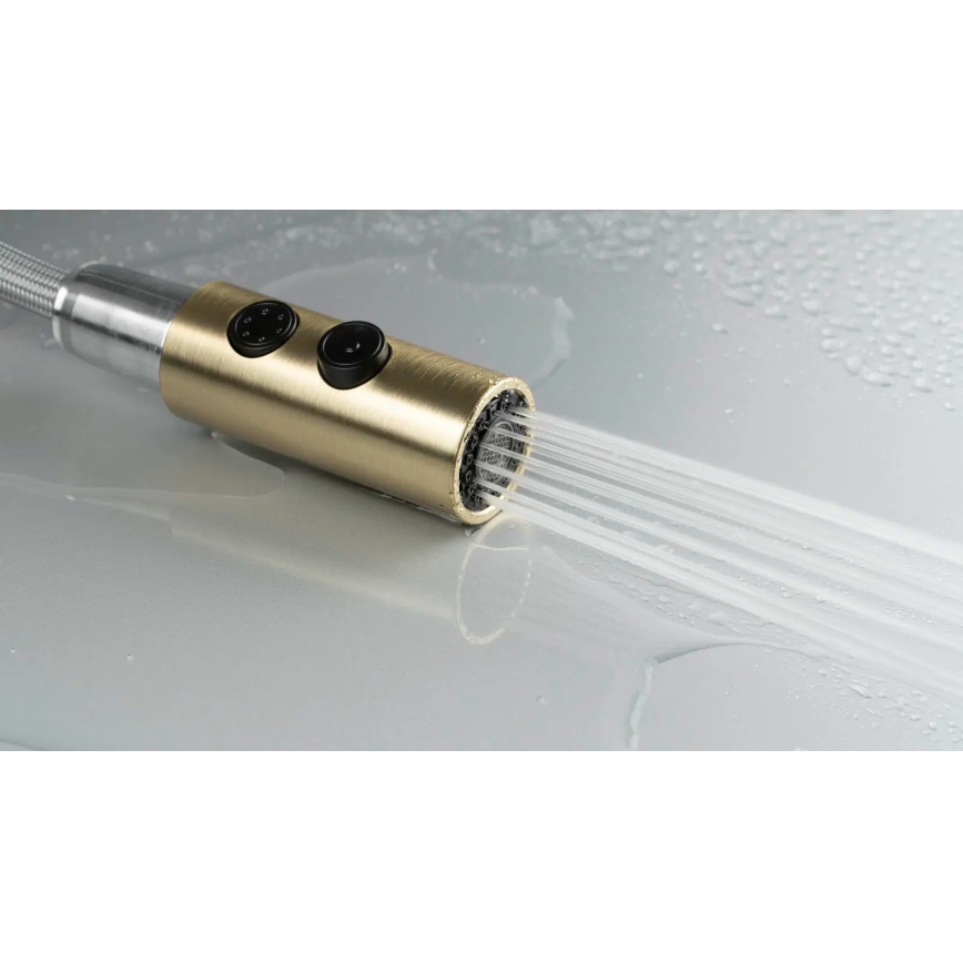 Deante BQO_R72M - Sink tap with pull-out sprayer OLFATO brushed gold