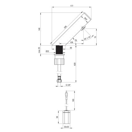 Deante BQR_P28R - Touchless basin tap SENSE 4xAA polished steel